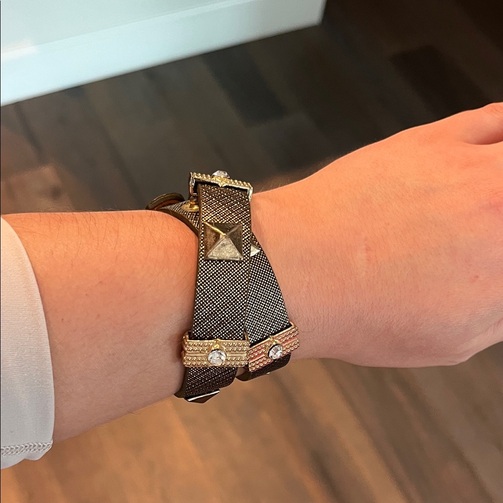 Nordstrom Black and Gold Studded Wrap Bracelet